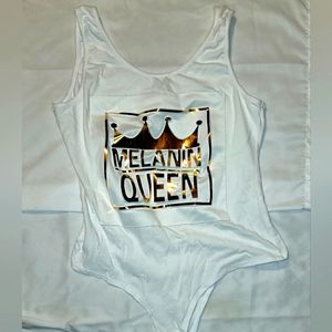 Melanin Queen white bodysuit